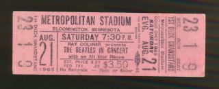 Beatles Vintage 1965 Bloomlington,  Mn Concert Ticket Full And