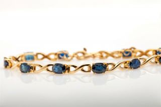 Vintage 12ct Natural Blue Sapphire 18k Yellow Gold Tennis Infinity Bracelet