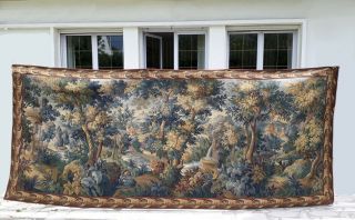 Enormous Stunning Vintage French Chateau Tapestry Verdure Jp Paris 374cmx160cm