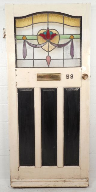 Antique Vintage Stained Glass Door (1453) Nj