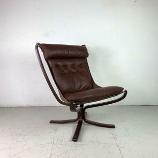 Vintage Dark Brown Leather Falcon Chair By Sigurd Resell Ressell High Back 2885