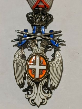Vintage Serbian Serbia White Eagle Medal Order Badge Whit Sword
