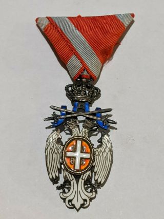 Vintage Serbian Serbia White Eagle Medal Order Badge whit sword 2