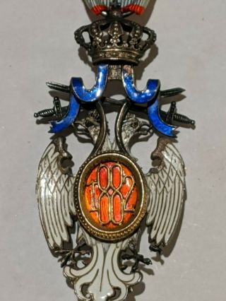 Vintage Serbian Serbia White Eagle Medal Order Badge whit sword 3
