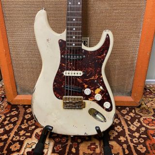Vintage 1980s Fender Stratocaster Sq Relic White Seymour Duncan Electric Guitar