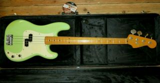 Vintage 1988 Fender Precision Bass Made In Japan Surf Green W/ Case Great Condtn