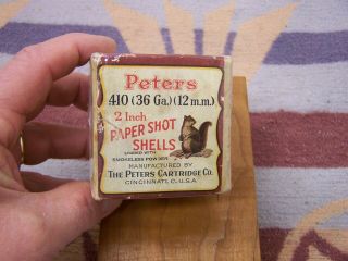 Peters Squirrel Empty 410 2 " Shot Gun Shell Ammo Box Calendar Poster Duck Decoy