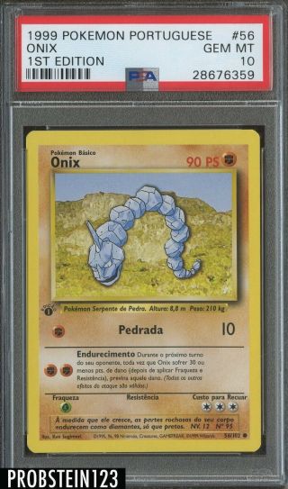 1999 Pokemon Portuguese 1st Edition 56 Onix Psa 10 Gem