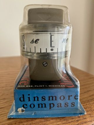 VINTAGE DINSMORE TRAVELITE AUTO COMPASS TAN NOS IN PACKAGE BOX 3