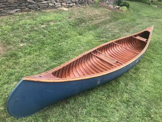 Vintage Peterborough Canoe Wood Canvas Made In Canada 1951