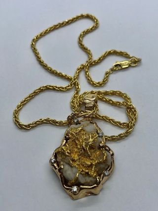 Vintage 14k Gold Pendant With Diamonds