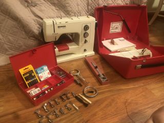 Vtg Bernina 830 Electronic Record Sewing Machine W/ Case & Many Accessories