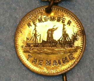 1898 USS MAINE STICKPIN CUBA MUST BE Remember the Maine SPAN - AM WAR 3
