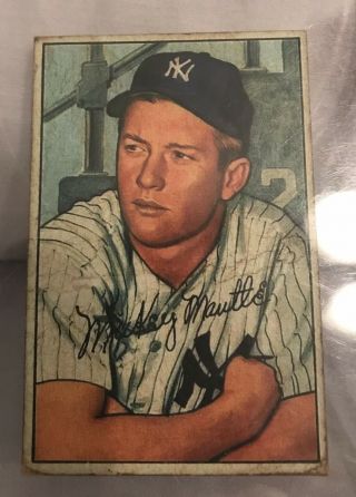 Vintage York Yankees Mickey Mantle 1952 Bowman Card Psa 2 101 Good