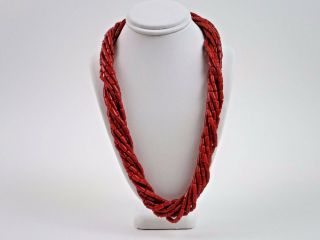 Vintage Eight Strand Natural Red Sardinian Coral Necklace 78.  8g,  19 "
