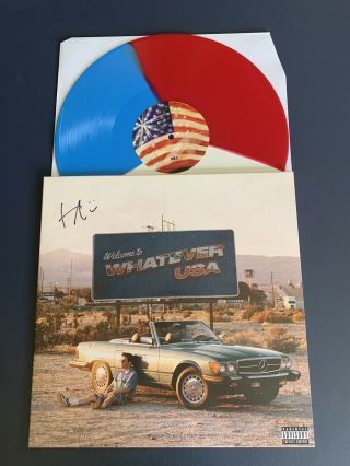 Hoodie Allen Whatever Usa Red White Blue Lp Vinyl Nm/nm Signed