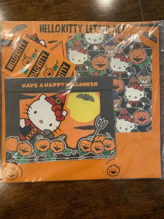 Rare Vintage Sanrio Hello Kitty Letter Paper Set - Halloween 1990 Stickers
