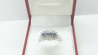 Vintage 18ct White Gold Sapphire And Diamond Ring Signed By Graff Uk Ring Size P