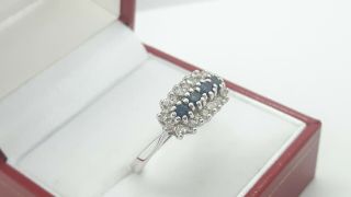 Vintage 18ct White Gold Sapphire and Diamond Ring signed by GRAFF UK Ring size P 2