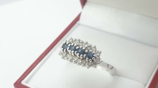Vintage 18ct White Gold Sapphire and Diamond Ring signed by GRAFF UK Ring size P 3