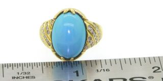 Vintage heavy 18K gold.  45CTW VS diamond/15.  3 X 11.  1mm turquoise cocktail ring 3