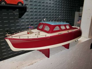 Vintage Battery Rc Toy Model Wooden Boat
