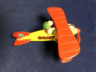 Vtg Diecast Snoopy Red Baron Bi Plane 1965 Aviva Toy Co United Feature Syndicate