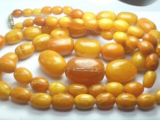 Antique Vintage Butterscotch Egg Yolk Amber Beads Necklace 79.  14g Great Colour