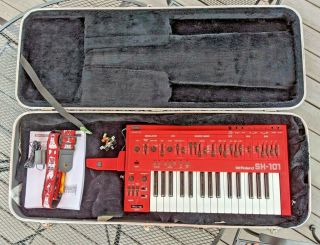 Vintage Red Roland Sh - 101 Monophonic Analog Synthesizer Keyboard Sh101 Mod Grip