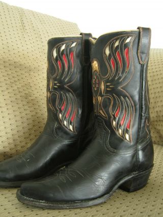 Famous Vintage Acme American Eagle Cowboy Boots Striking Inlay Men 