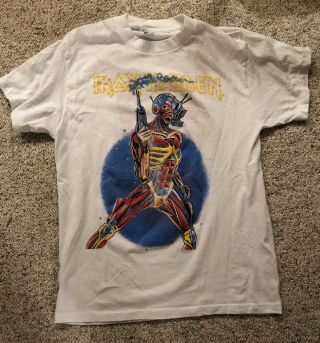 Vintage 1987 Iron Maiden Somewhere On Tour Local Krew T - Shirt