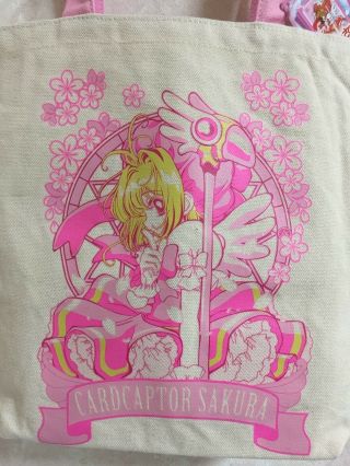 Rare Card Captor Sakura Printed Cotton Tote Bag Pink Color Official Japan 2
