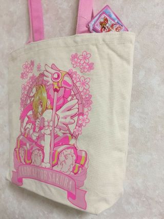 Rare Card Captor Sakura Printed Cotton Tote Bag Pink Color Official Japan 3