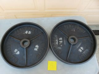 Rare Paramount Deep Dish 45lb Olympic Size Weight Plates Vintage 45 Lb York