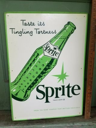 28x20 Vintage Sprite Sign Taste Its Tingling Tartness Bottle Coca - Cola Coke Mca