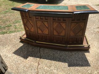 Vintage Carved Chinese Oriental Style Folding Expandable Bar/cocktail Cabinet