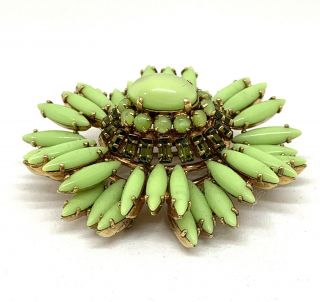 Vintage Unsigned Schreiner Pale Green Ruffle Pin Brooch Pendant 2