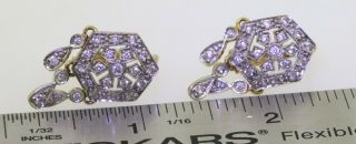 Vintage 18K 2 - tone gold 1.  50CTW VS diamond cluster flower chandelier earrings 3