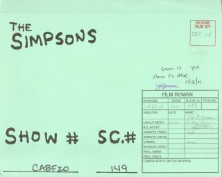 The Simpsons Signed Production Animation Art Folder 2001 Cabf20 149