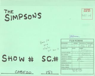 The Simpsons Signed Production Animation Art Folder 2001 Cabf20