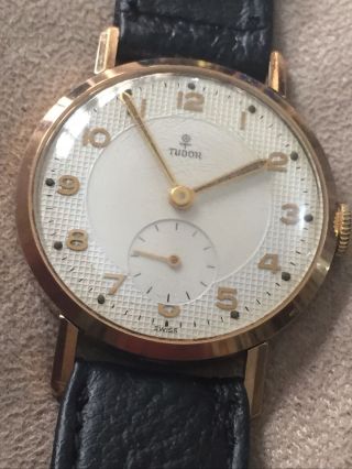 Rare Vintage Rolex Tudor 9ct Gold Mens Gents Wristwatch Watch Mechanical Wind