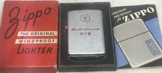 Vintage 1947 Westinghouse 3 Barrel Hinge Zippo Lighter Great