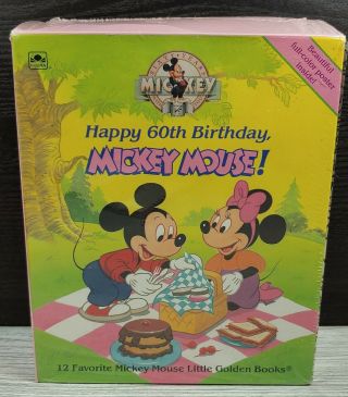 Vtg Happy 60th Birthday Micky Mouse Little Golden Books Set Of 12 Package