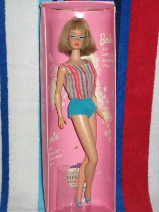 1966 Vintage Long Hair,  High Color American Girl Barbie In Her Box.  All