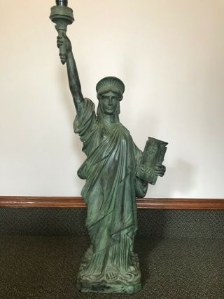 Vintage Statue Of Liberty Lamp.  Hight 39 ",  Square 10 " X10 ".  Copper Alloy.