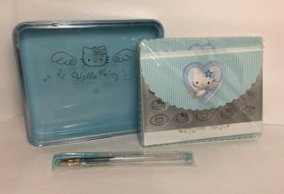 Sanrio Hello Kitty Stationary Set With Pen And Collector Tin Old Stock 2001