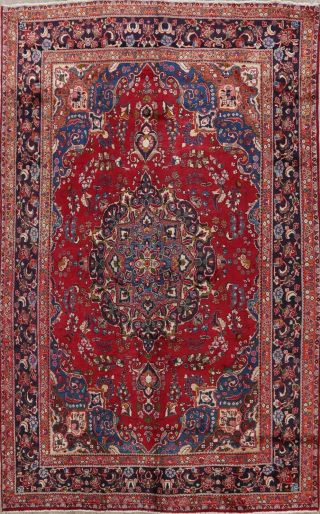 Vintage Traditional Floral Area Rug Wool Hand - Knotted Oriental Red Carpet 8x11