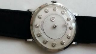Vintage Lecoultre Kaspar Esh 14kt White Gold Windup Mystery Diamond Watch