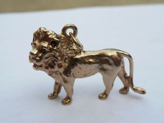 Vintage Rare Heavy Solid 9ct Gold Large Lion Pendant / Charm 12.  9 Grams