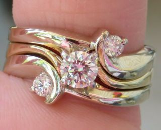 14k Vintage Vs Natural Diamond Solitaire Engagement Ring Wedding 3 Band Set Wow